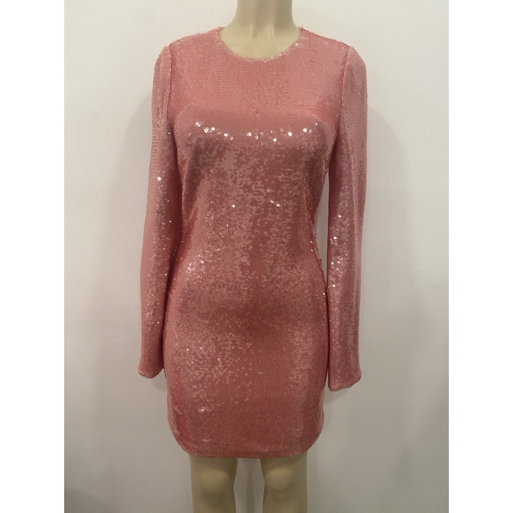 ML Monique Lhuillier Claire Sequins Dress Petal Pink NWT Barbiecore Size 4
